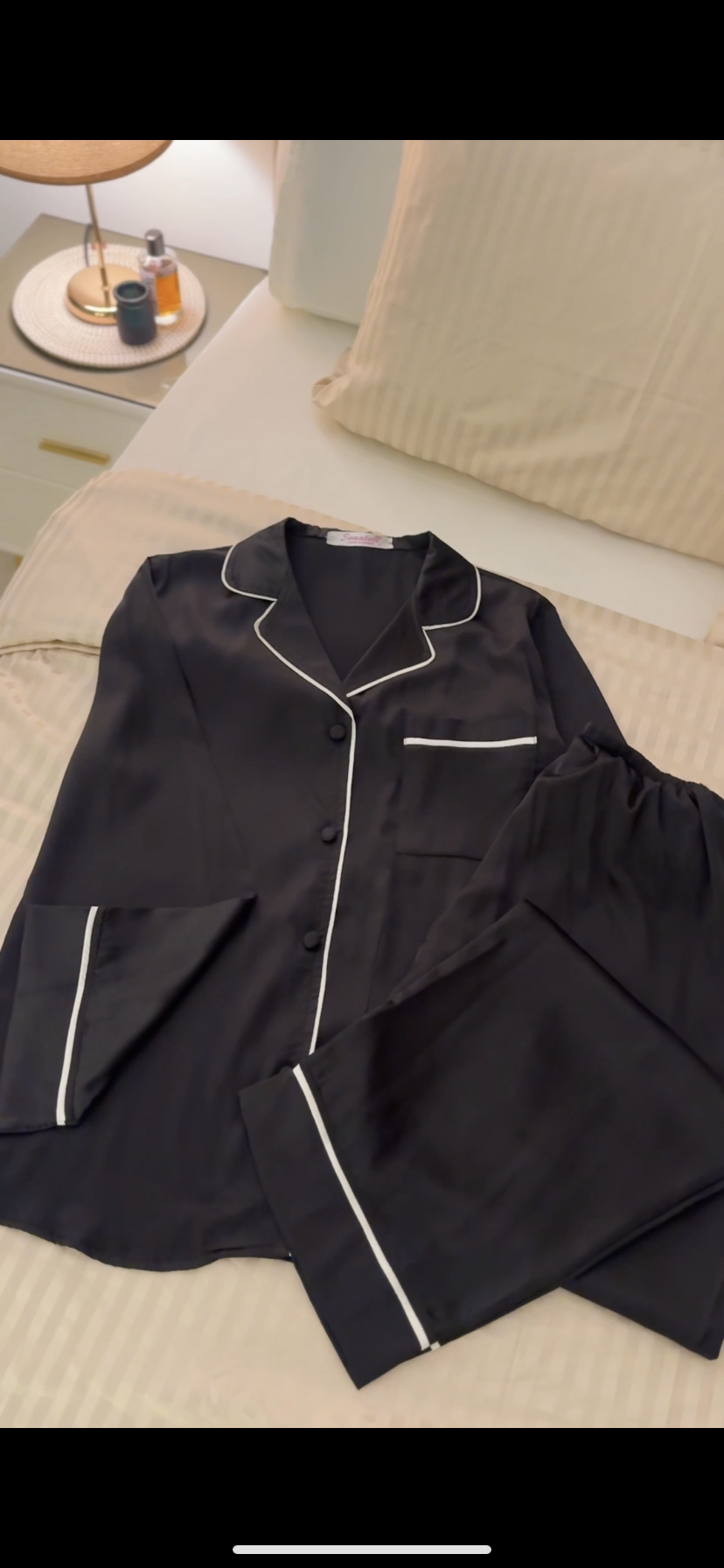 Black satin pajama