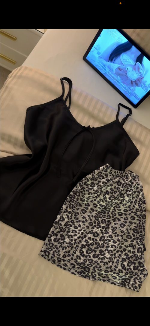 Black & Leopard Print Pajama Set