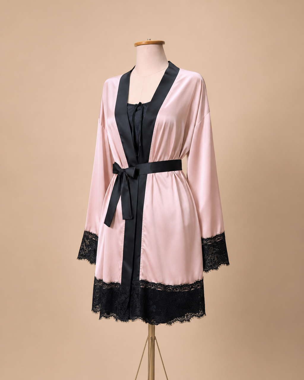 Blush Pink Satin Robe Set