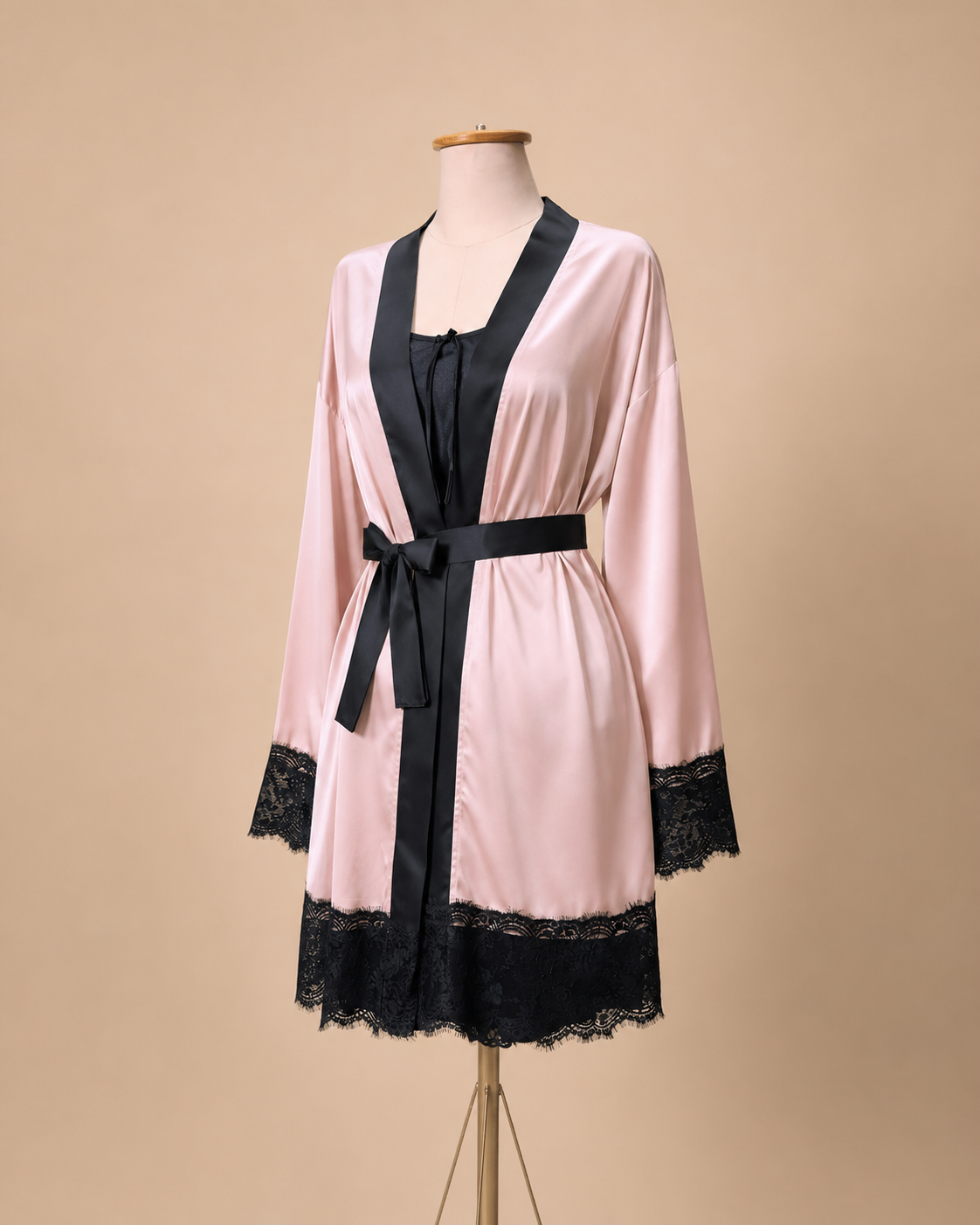 Blush Pink Satin Robe Set
