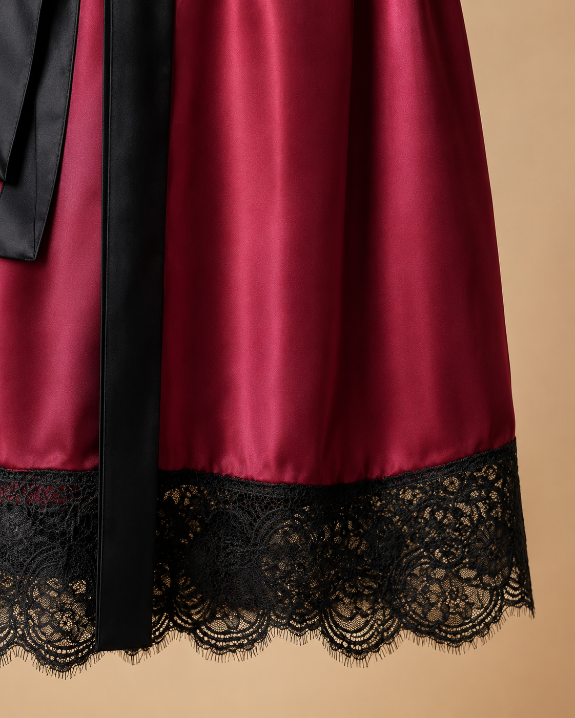 Burgundy Noir Satin Robe Set