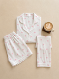 Blush Heart Cotton 3-Piece Pajama Set