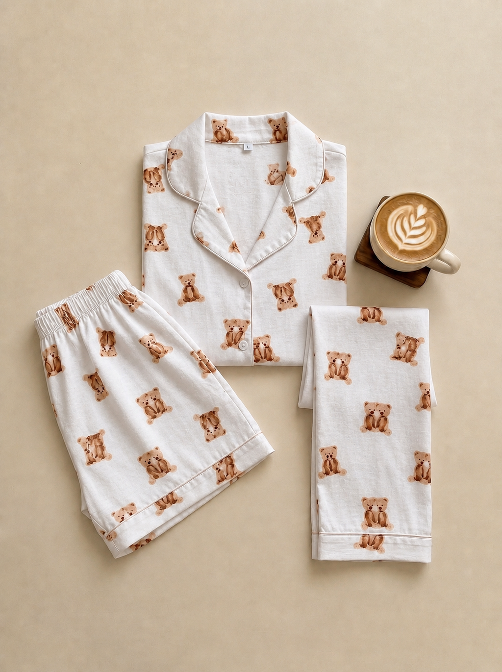 Teddy Bear Cotton 3-Piece Pajama Set