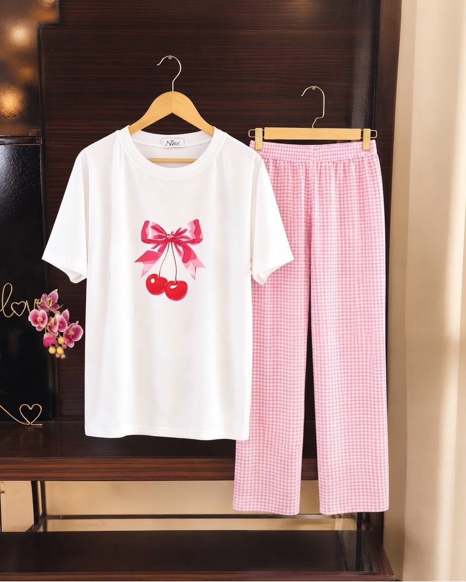 Bow pink Cotton Pajama