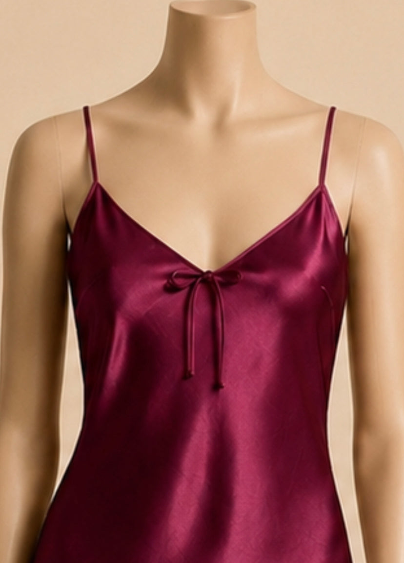 Midnight burgundy Satin Long Dress
