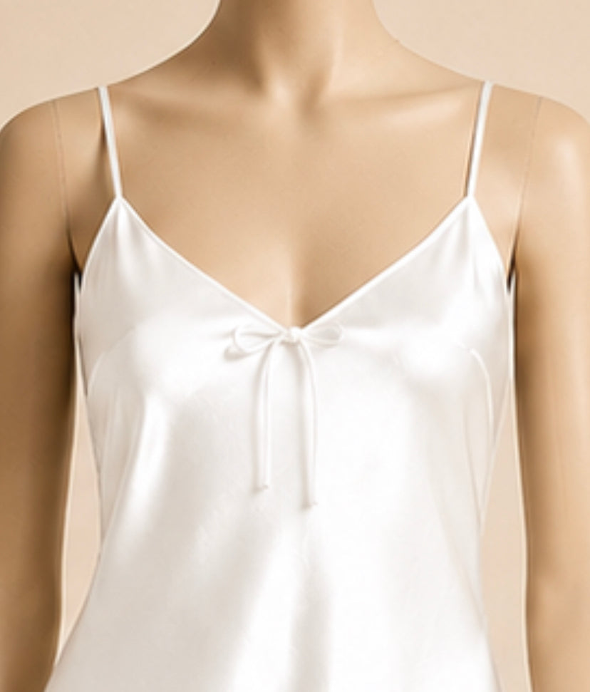 Midnight White Satin Long Dress