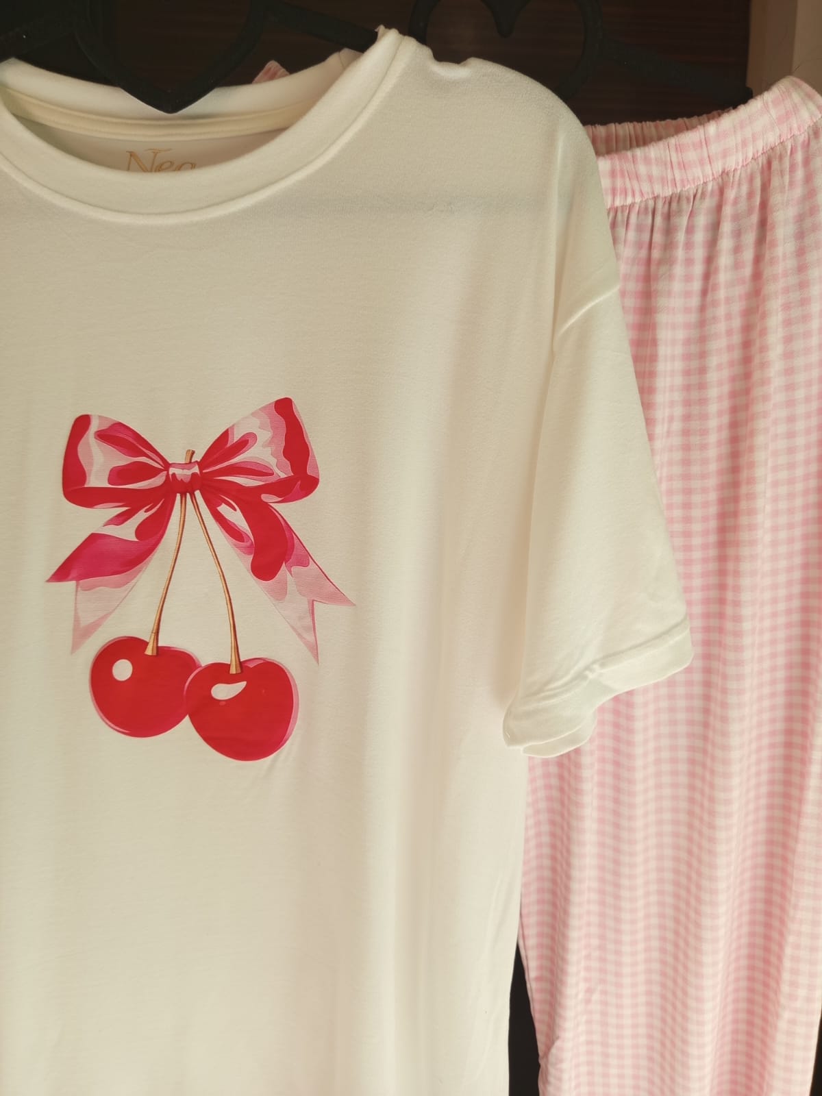 Bow pink Cotton Pajama
