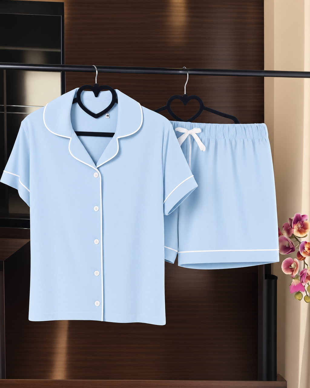 Baby Blue Soft Cotton Pajama Set