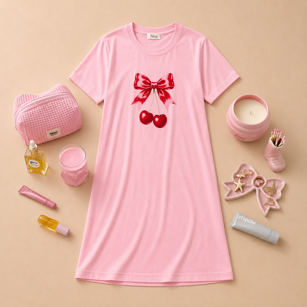 Cherry Bow Cotton Nightdress