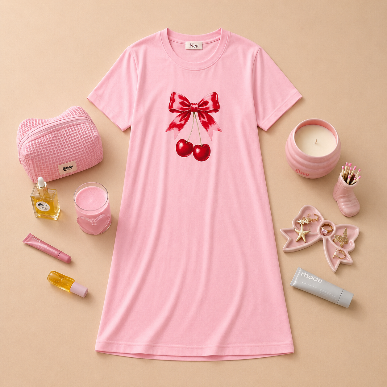 Cherry Bow Cotton Nightdress