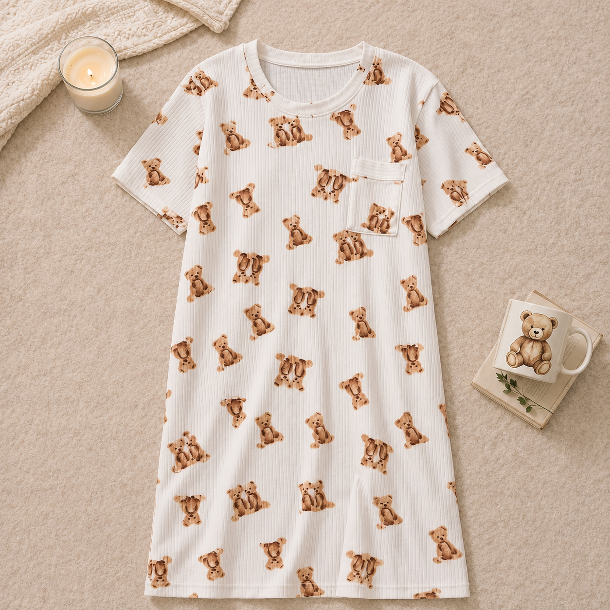 Teddy Dreams Cotton Nightdress