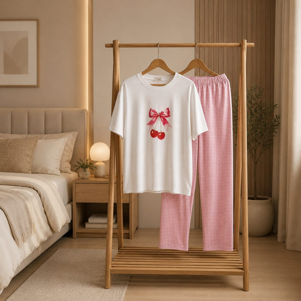 Bow pink Cotton Pajama