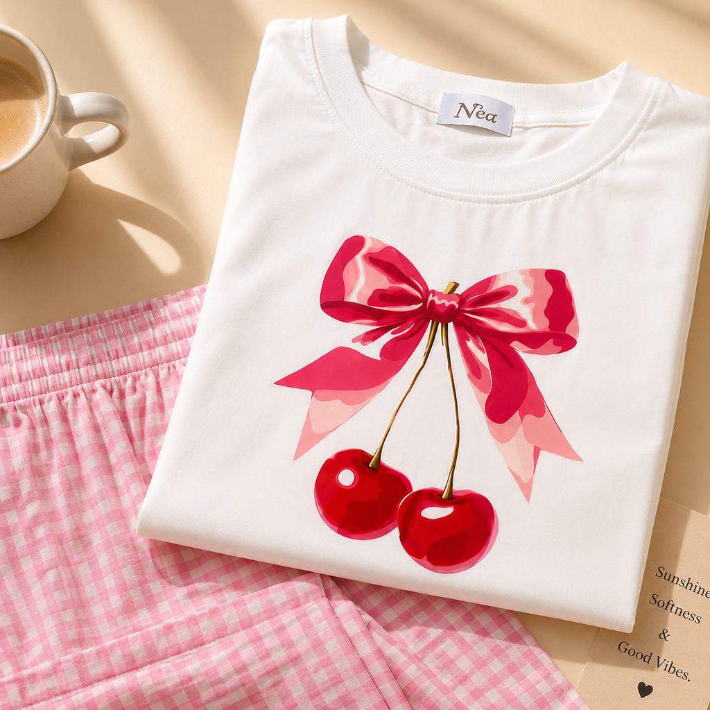 Bow pink Cotton Pajama
