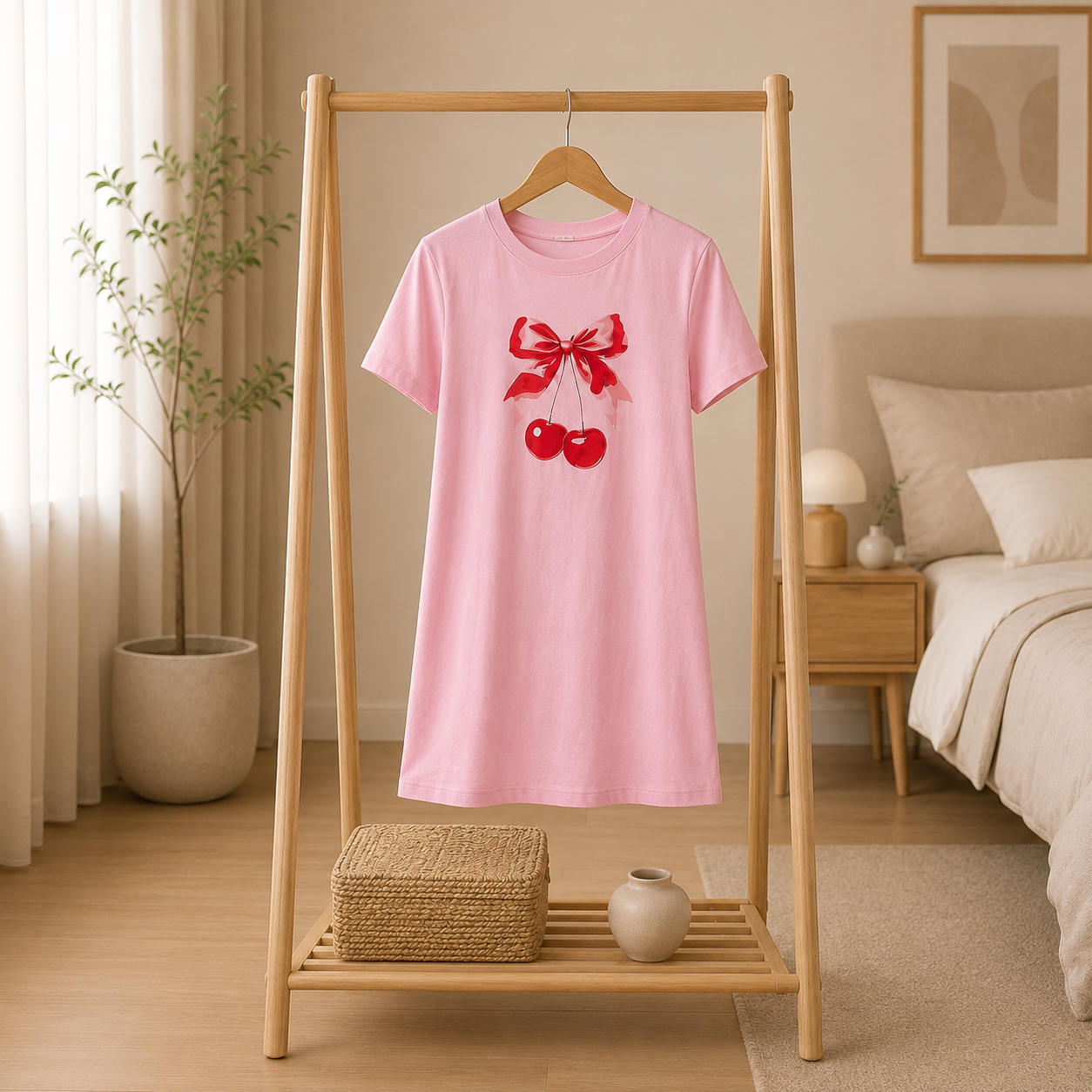 Cherry Bow Cotton Nightdress