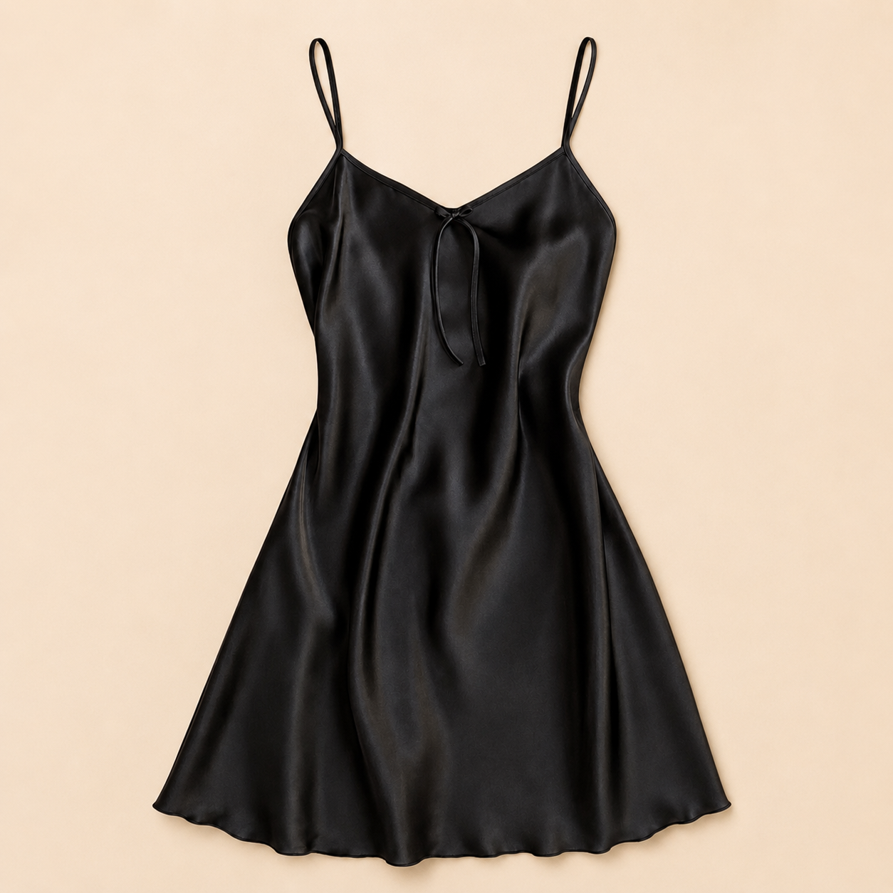 Black Satin Bow Nightdress