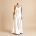 Midnight White Satin Long Dress