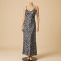 Midnight Leopard Satin Long Dress