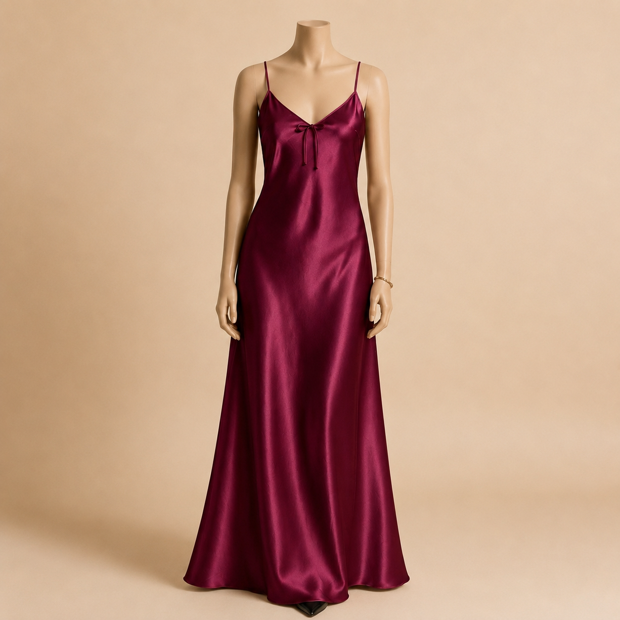 Midnight burgundy Satin Long Dress