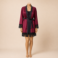 Burgundy Noir Satin Robe Set