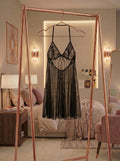 Black Lace Mesh Nightdress