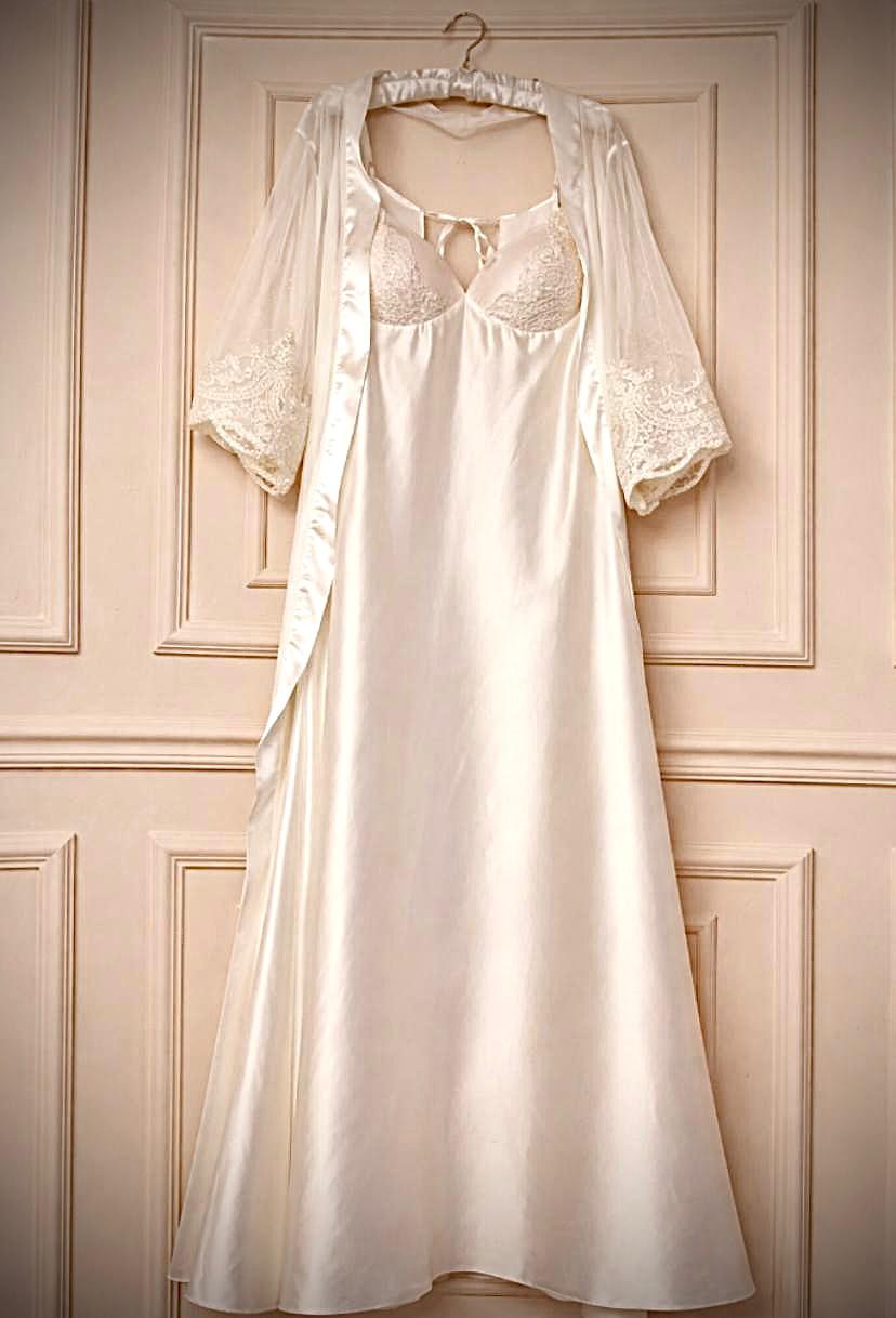 White Bridal Satin Robe Set