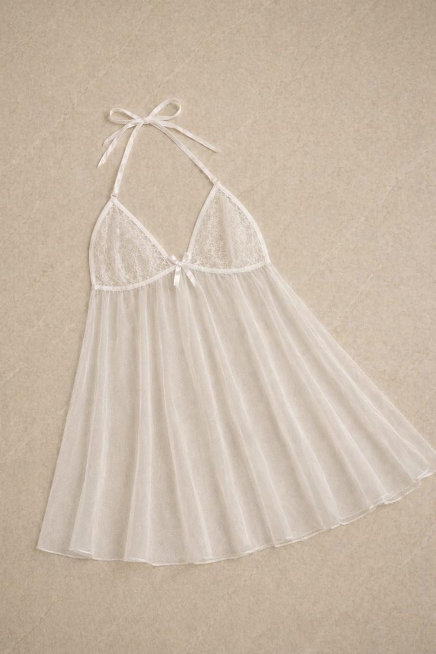 White Lace Mesh Nightdress