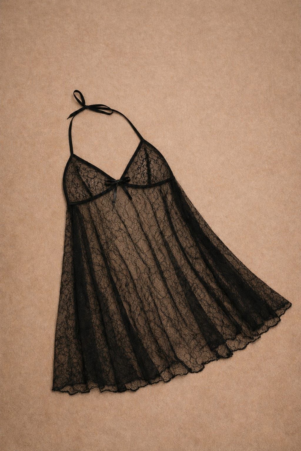 Black Lace Bow Nightdress