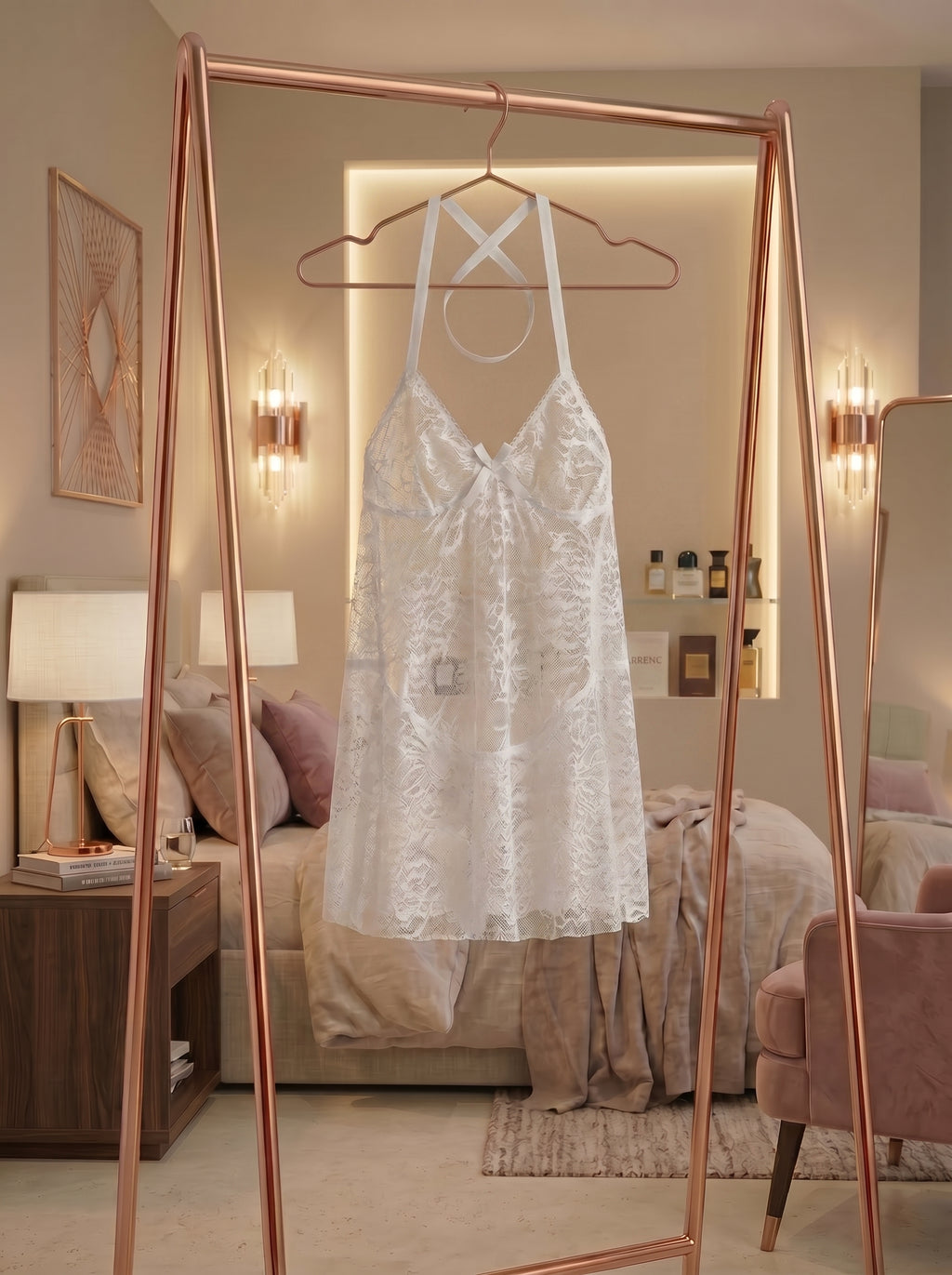 White Lace Bow Nightdress