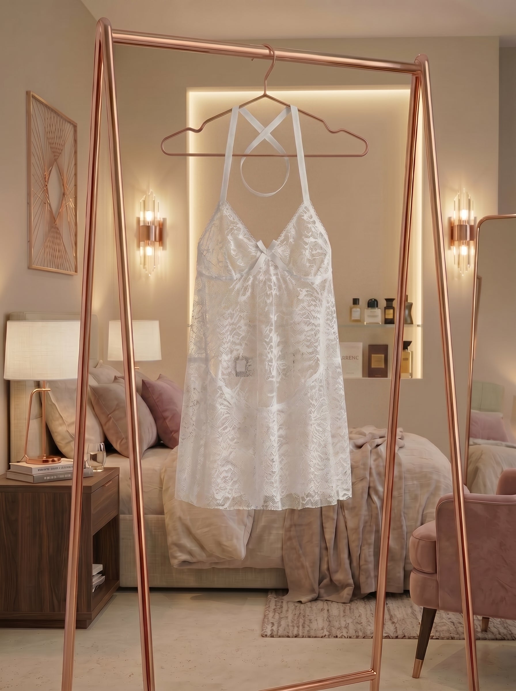White Lace Bow Nightdress