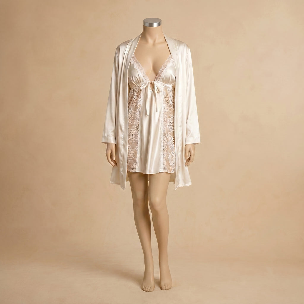 Pearl Lace Satin Bridal Set - One Size