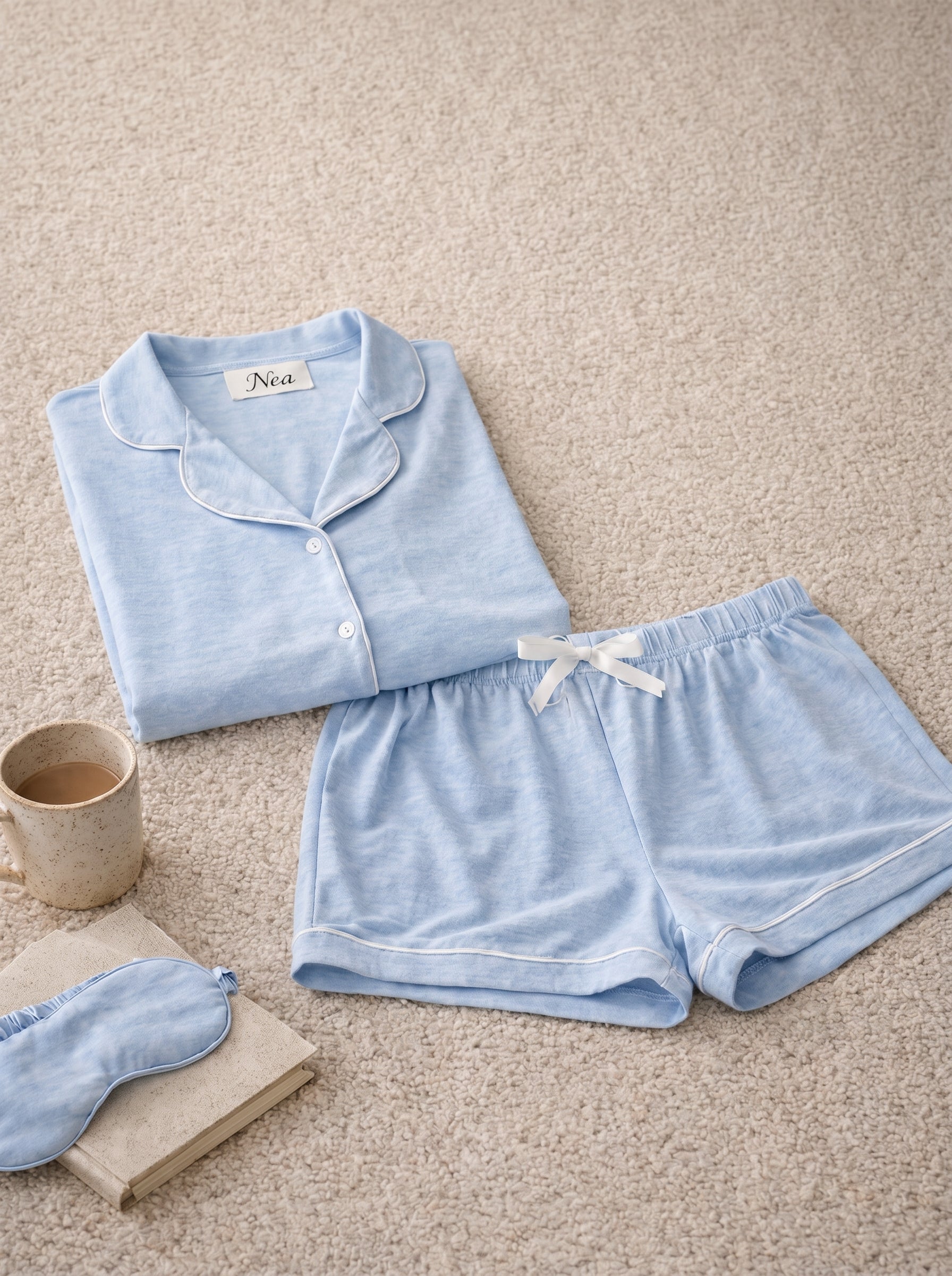 Baby Blue Soft Cotton Pajama Set