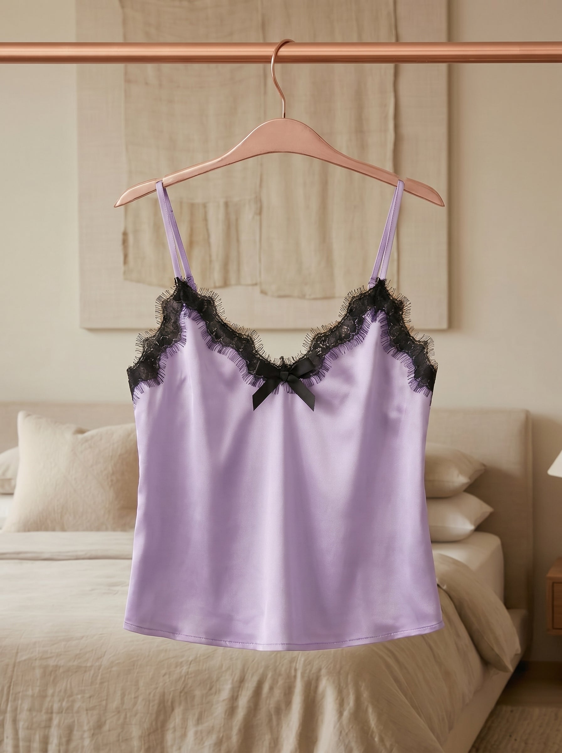 Lavender Lace Satin Shorts Set