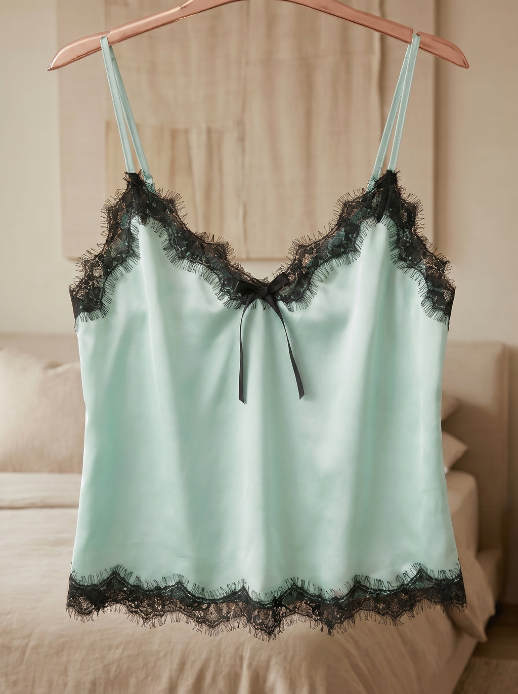 Mint Lace Satin Shorts Set
